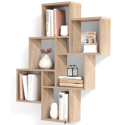 Wall Mounted Shelf with 8 Compartments Oak - OLBRIT