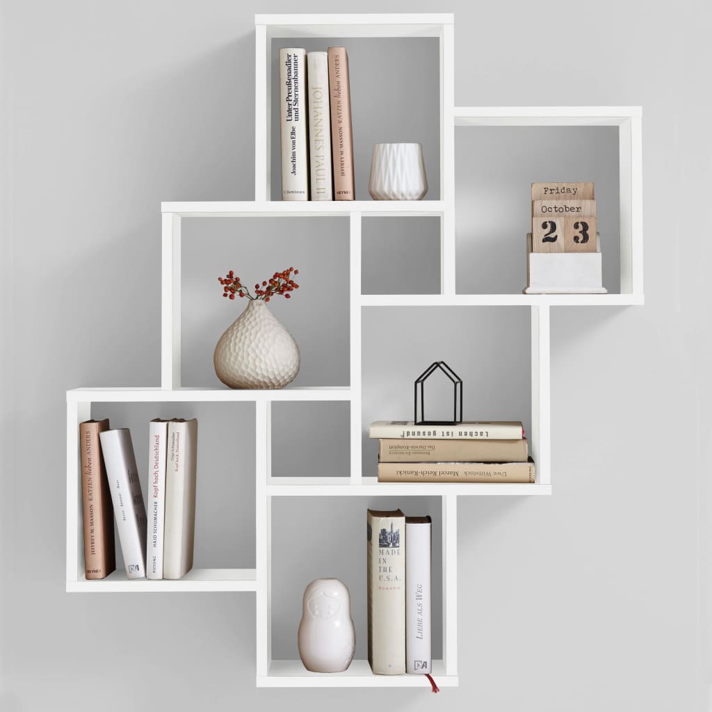Wall Mounted Shelf with 8 Compartments White - OLBRIT
