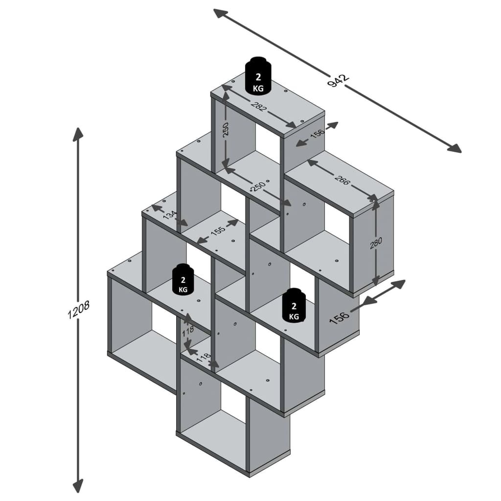 Wall Mounted Shelf with 11 Compartments  White - OLBRIT