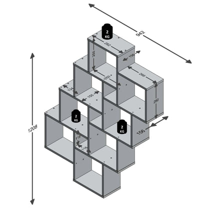 Wall Mounted Shelf with 11 Compartments  White - OLBRIT