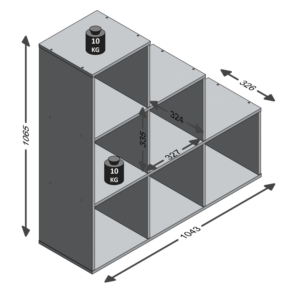 Room Divider with 6 Compartments Concrete Grey - OLBRIT