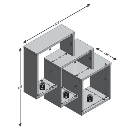 Wall Mounted Shelf with 3 Compartments White - OLBRIT