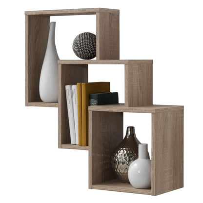 Wall Mounted Shelf with 3 Compartments Oak Tree - OLBRIT