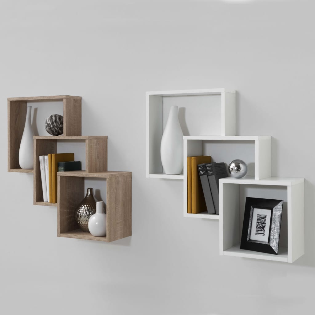 Wall Mounted Shelf with 3 Compartments Oak Tree - OLBRIT