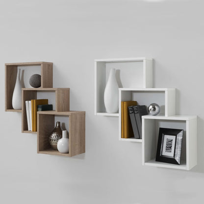 Wall Mounted Shelf with 3 Compartments Oak Tree - OLBRIT