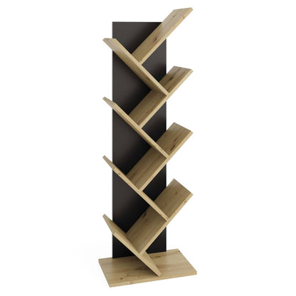 FMD Standing Geometric Bookshelf Oak and Black - OLBRIT