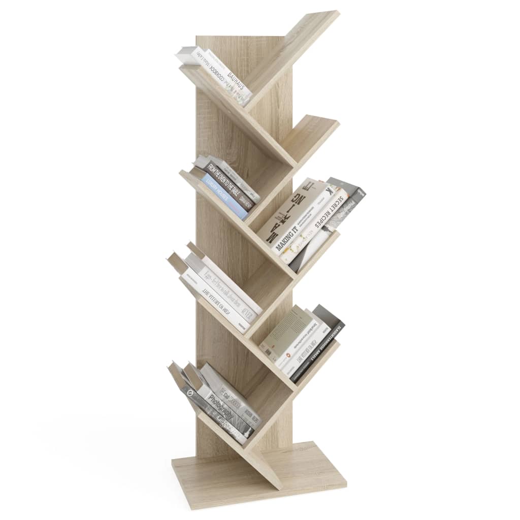 FMD Standing Geometric Bookshelf Oak - OLBRIT