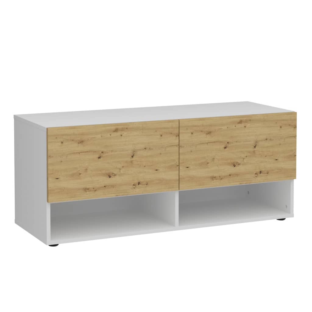 Storage Bench with 2 Drawers 108.9x41.7x46.1 cm White and Artisan Oak - OLBRIT