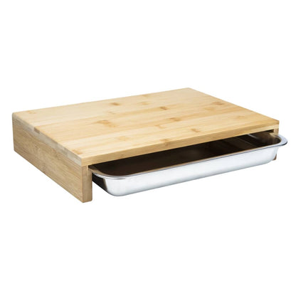Bamboo Cutting Board with Tray 38x27x7 cm - OLBRIT