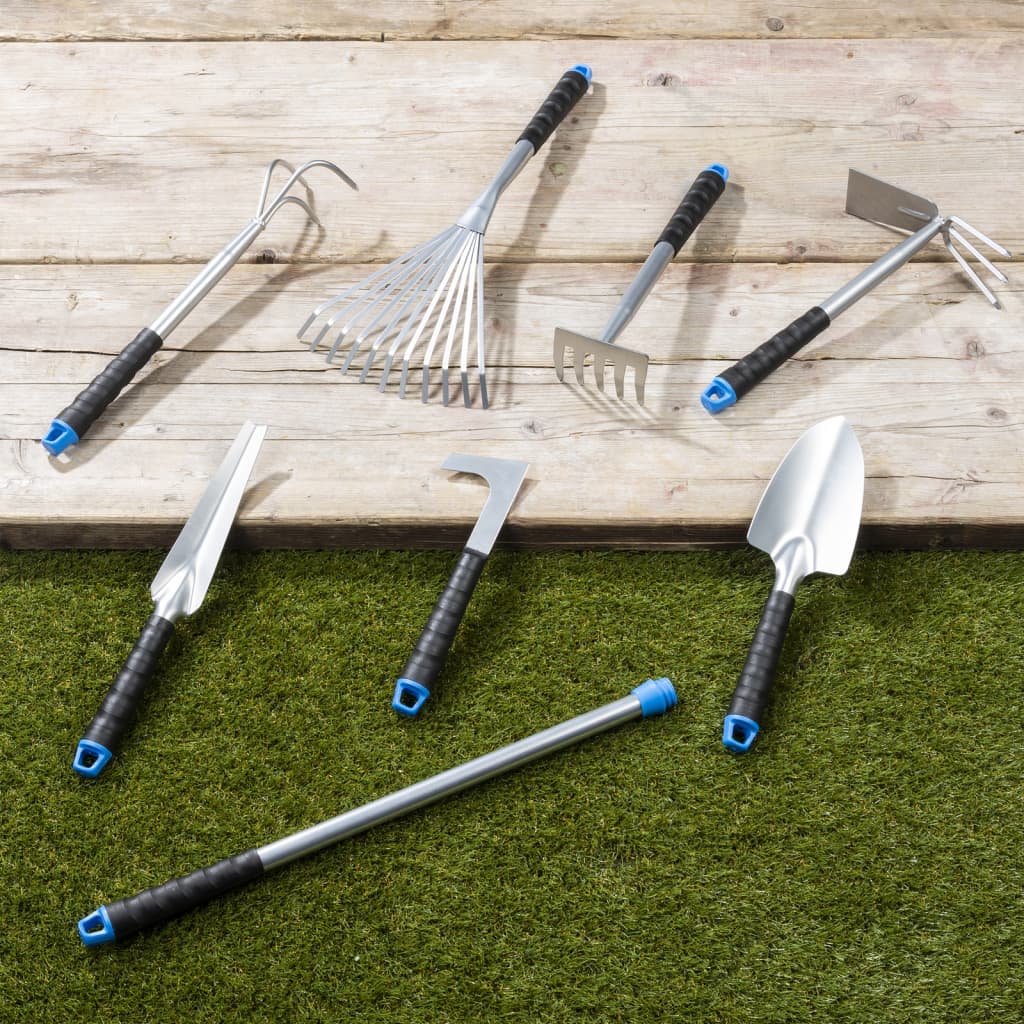 8 Piece Garden Tool Set Silver Metal - OLBRIT