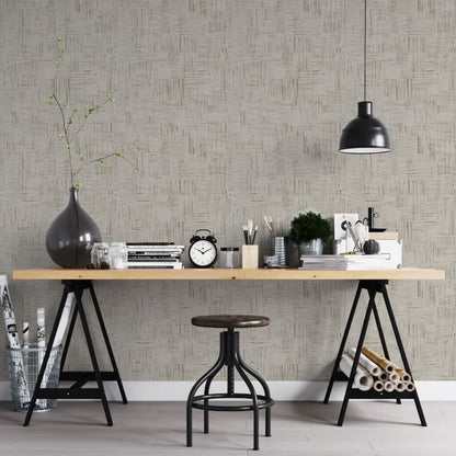 Wallpaper Scratched Look Metallic Beige - OLBRIT