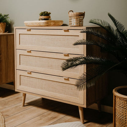 Finori Chest of Drawers Bali 03A Sonoma Oak and Cane Print - OLBRIT