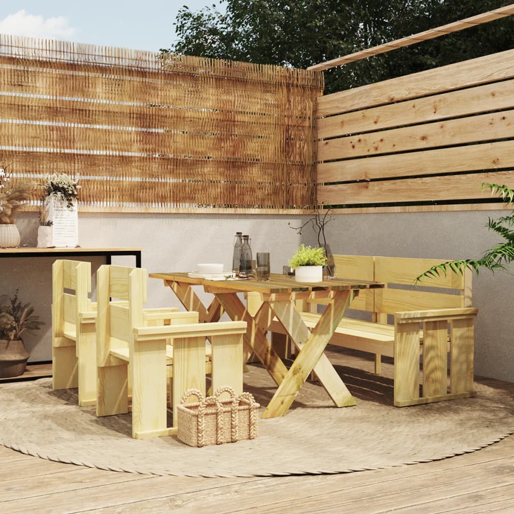 4 Piece Garden Dining Set Impregnated Pinewood - OLBRIT