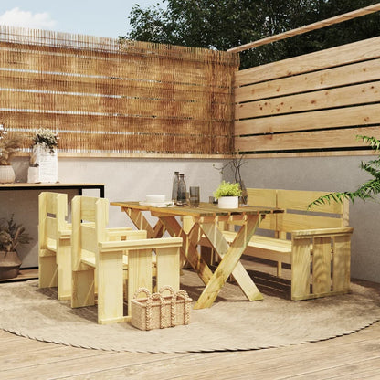 4 Piece Garden Dining Set Impregnated Pinewood - OLBRIT