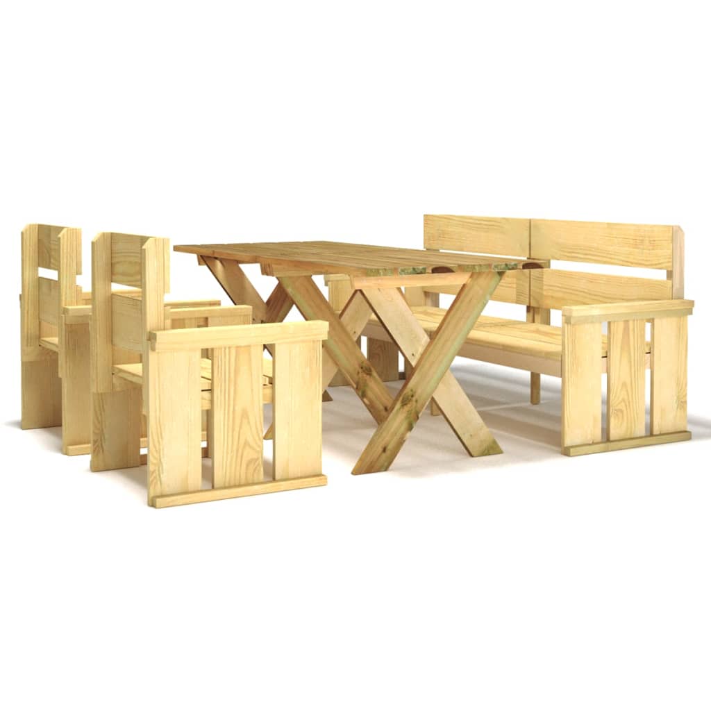 4 Piece Garden Dining Set Impregnated Pinewood - OLBRIT