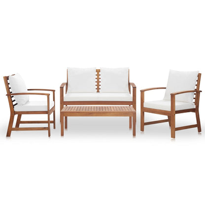 4 Piece Garden Lounge Set with Cushions Solid Wood Acacia - OLBRIT