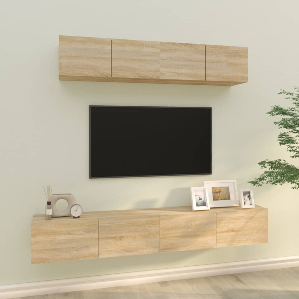 4 Piece TV Cabinet Set Sonoma Oak - OLBRIT