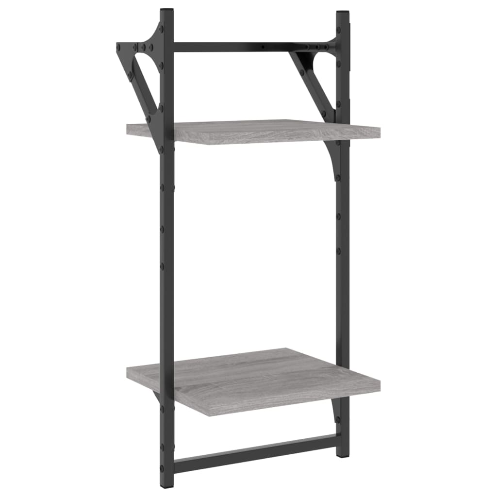 4 Piece Wall Shelf Set with Bars Grey Sonoma Engineered Wood - OLBRIT