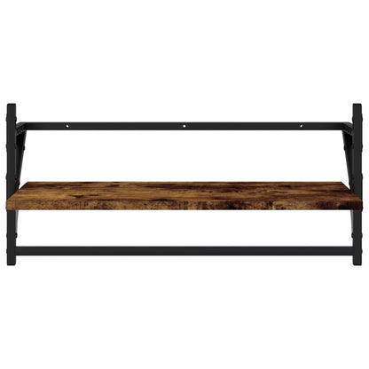 4 Piece Wall Shelf Set with Bars Smoked Oak Engineered Wood - OLBRIT