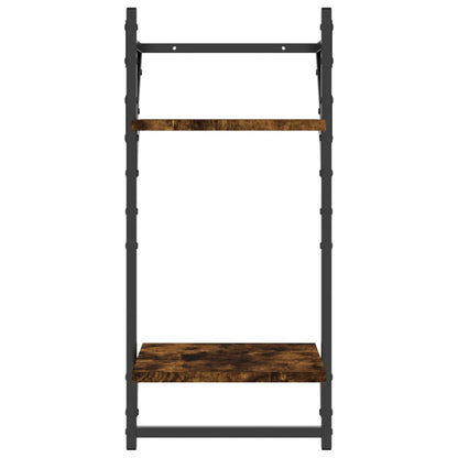4 Piece Wall Shelf Set with Bars Smoked Oak Engineered Wood - OLBRIT