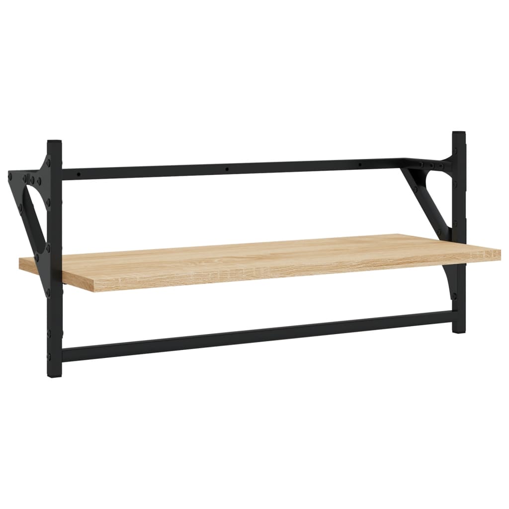 4 Piece Wall Shelf Set with Bars Sonoma Oak Engineered Wood - OLBRIT