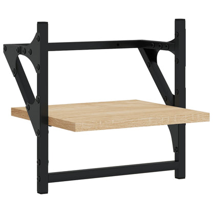4 Piece Wall Shelf Set with Bars Sonoma Oak Engineered Wood - OLBRIT