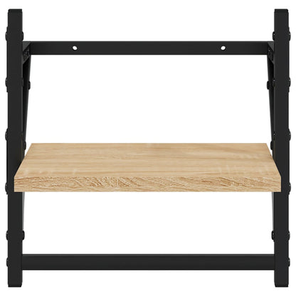 4 Piece Wall Shelf Set with Bars Sonoma Oak Engineered Wood - OLBRIT