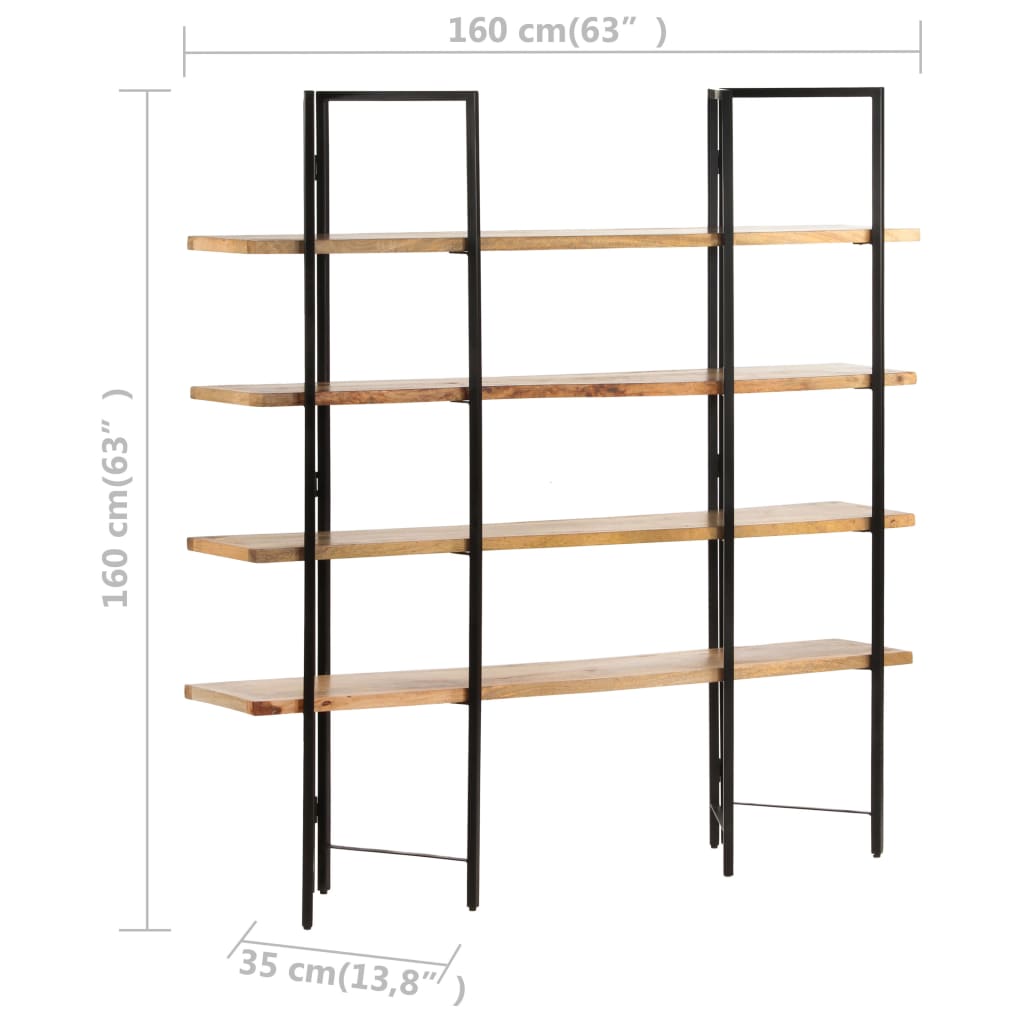 4 Tier Bookcase 160x35x160 cm Solid Mango Wood - OLBRIT