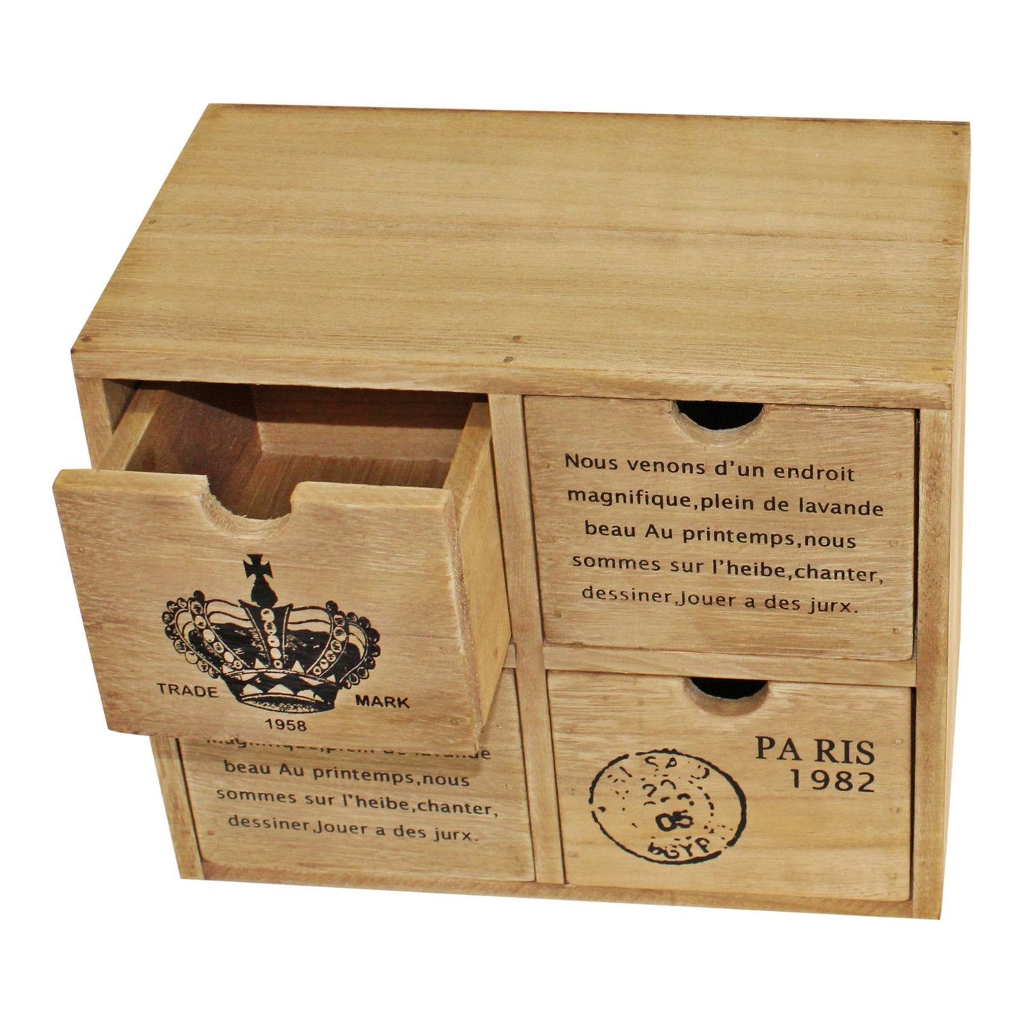 4 Trinket Drawer Rustic Storage Unit - OLBRIT