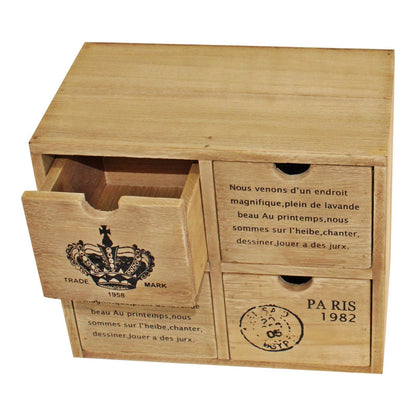 4 Trinket Drawer Rustic Storage Unit - OLBRIT