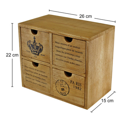 4 Trinket Drawer Rustic Storage Unit - OLBRIT