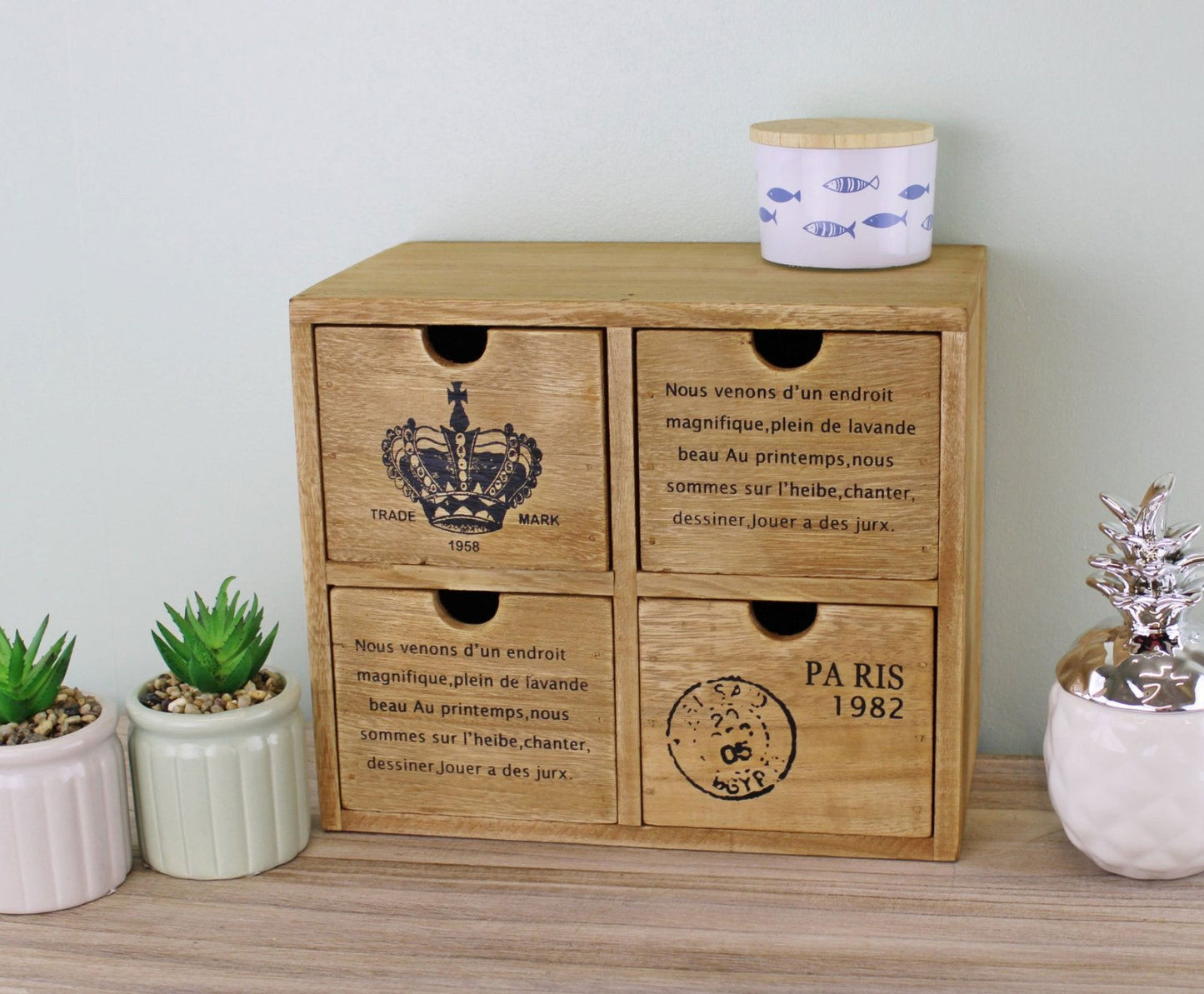 4 Trinket Drawer Rustic Storage Unit - OLBRIT