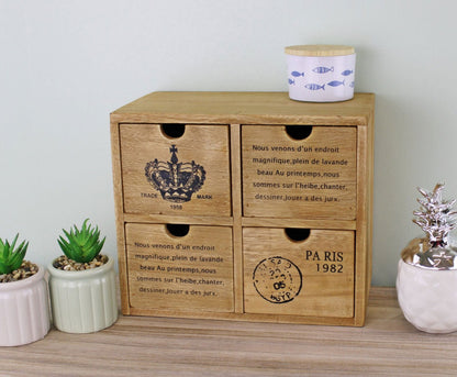4 Trinket Drawer Rustic Storage Unit - OLBRIT