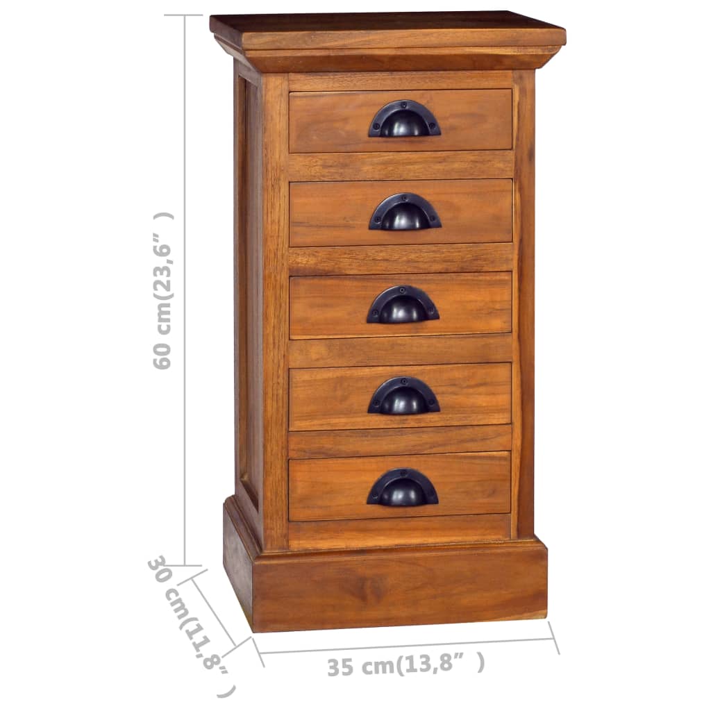 5-Drawer Cabinet 35x30x60 cm Solid Teak Wood - OLBRIT