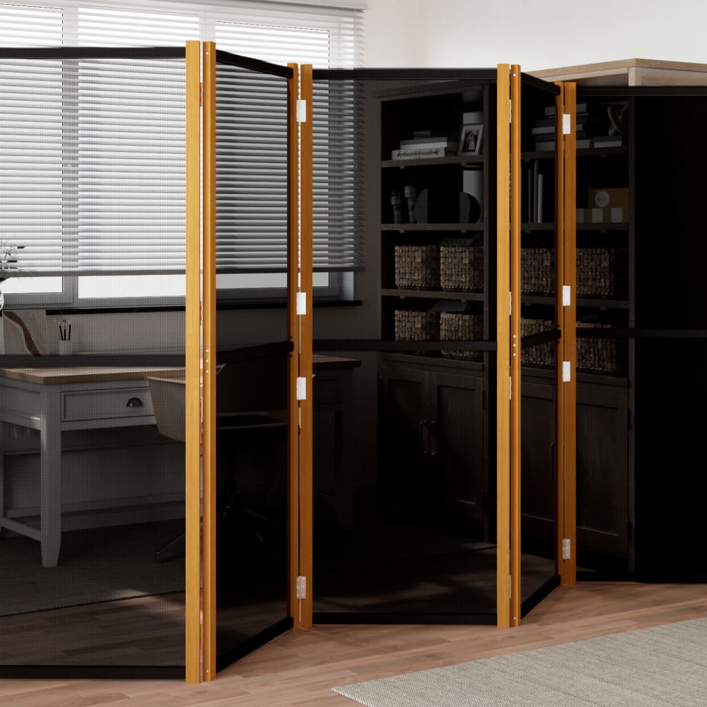 5-Panel Room Divider Black 350x180 cm - OLBRIT