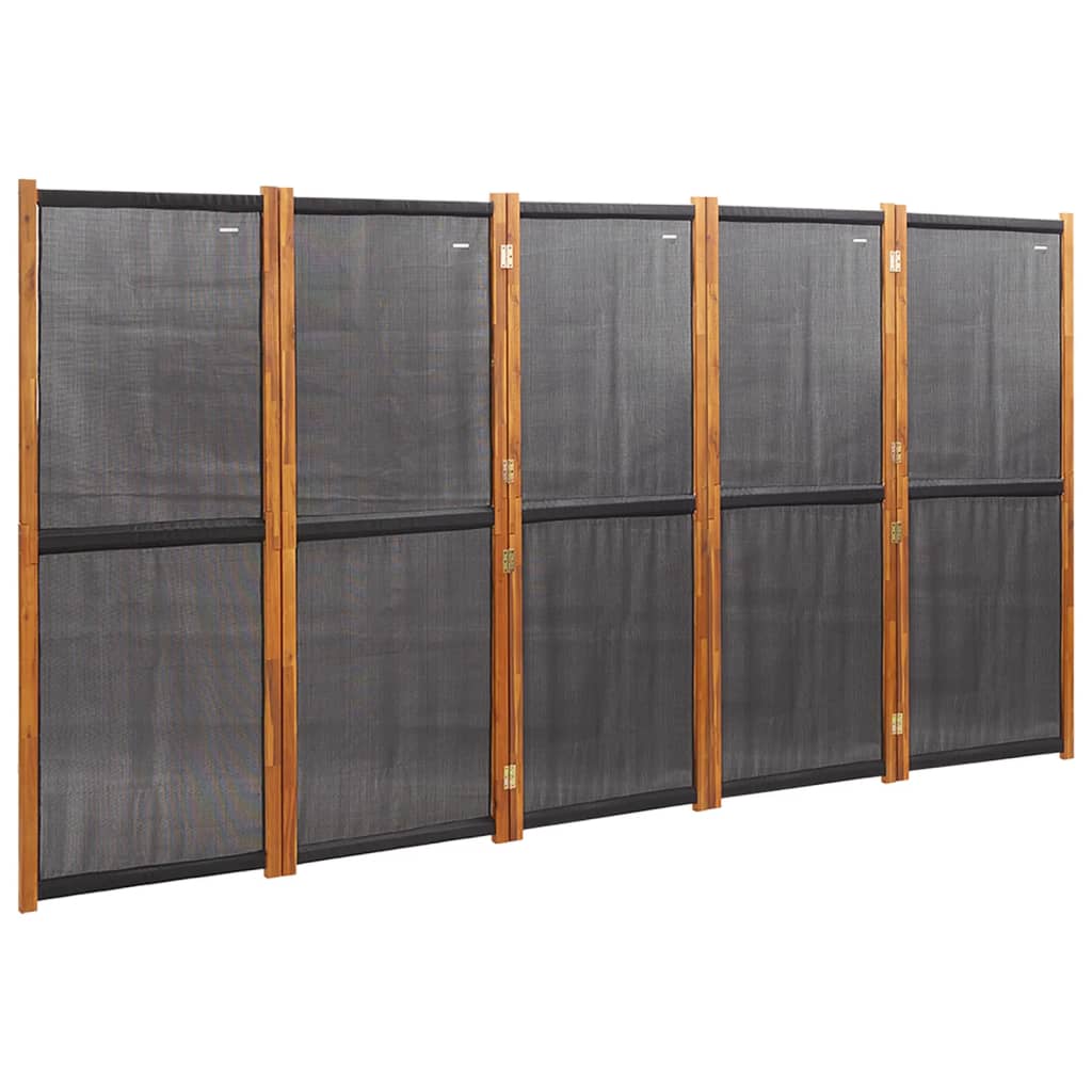 5-Panel Room Divider Black 350x180 cm - OLBRIT