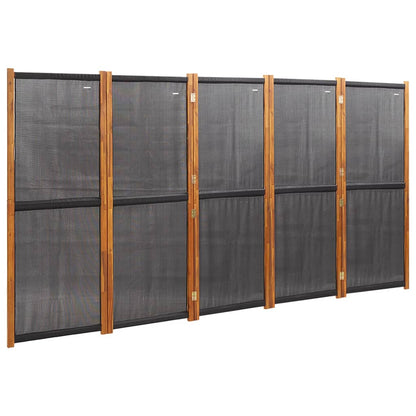 5-Panel Room Divider Black 350x180 cm - OLBRIT