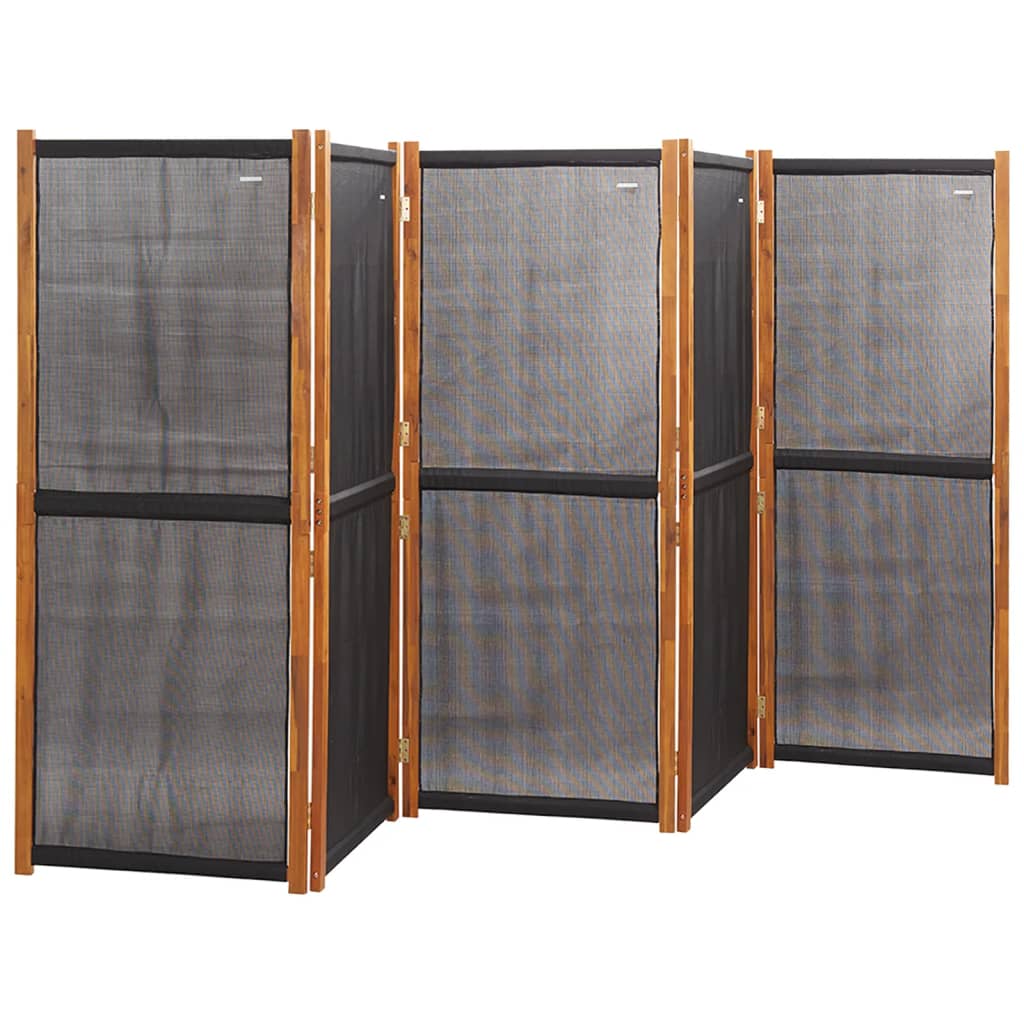 5-Panel Room Divider Black 350x180 cm - OLBRIT