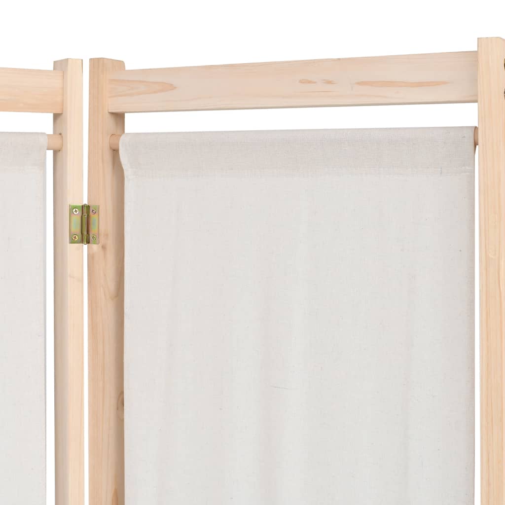 5-Panel Room Divider Cream 200x170x4 cm Fabric - OLBRIT
