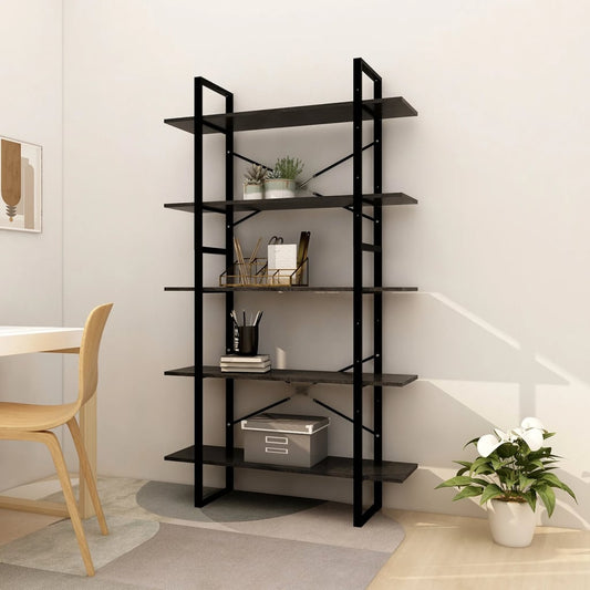 5-Tier Book Cabinet Black 100x30x175 cm Pinewood - OLBRIT