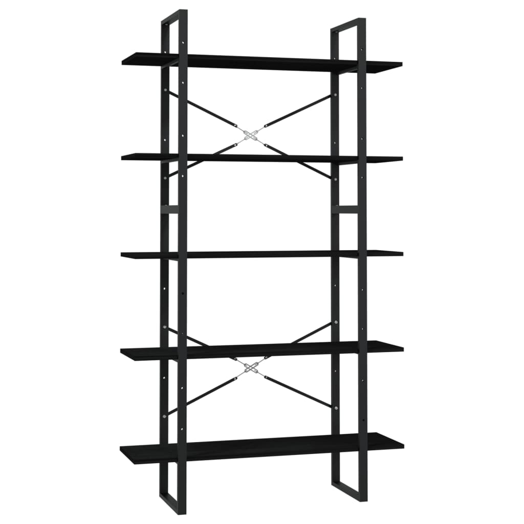 5-Tier Book Cabinet Black 100x30x175 cm Pinewood - OLBRIT