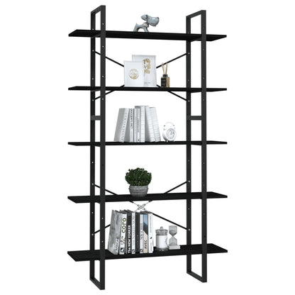 5-Tier Book Cabinet Black 100x30x175 cm Pinewood - OLBRIT