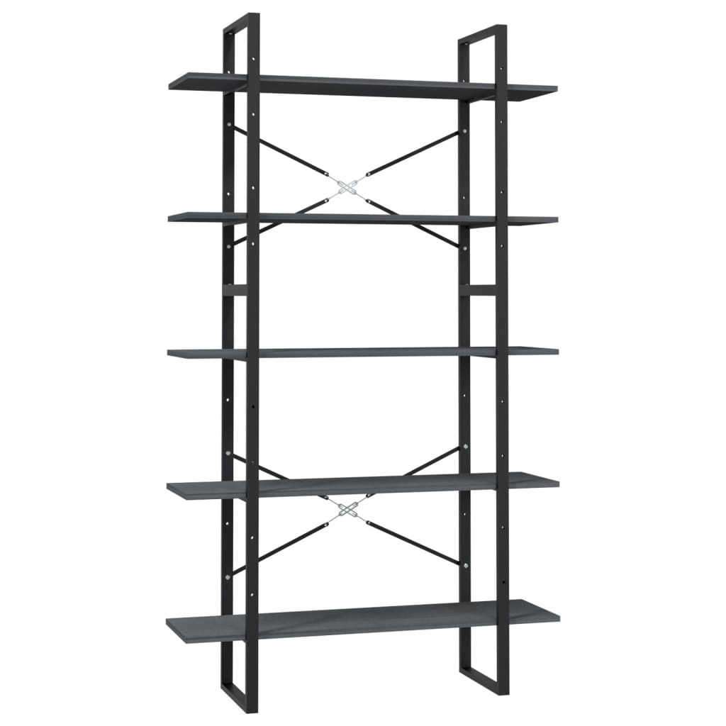 5-Tier Book Cabinet Grey 100x30x175 cm Pinewood - OLBRIT