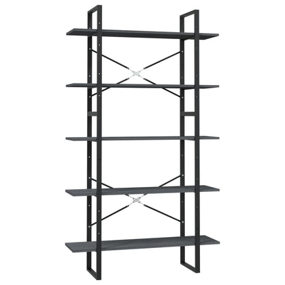 5-Tier Book Cabinet Grey 100x30x175 cm Pinewood - OLBRIT