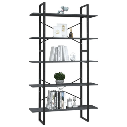 5-Tier Book Cabinet Grey 100x30x175 cm Pinewood - OLBRIT