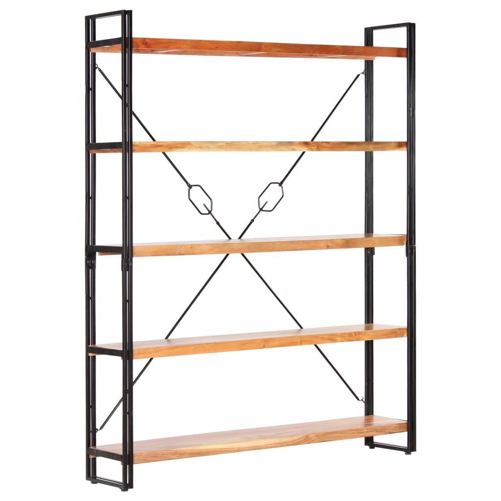 5-Tier Bookcase 140x30x180 cm Solid Acacia Wood - OLBRIT