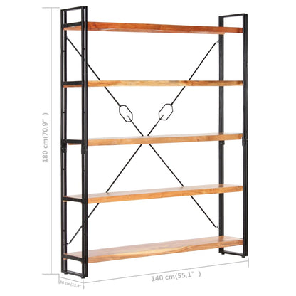 5-Tier Bookcase 140x30x180 cm Solid Acacia Wood - OLBRIT
