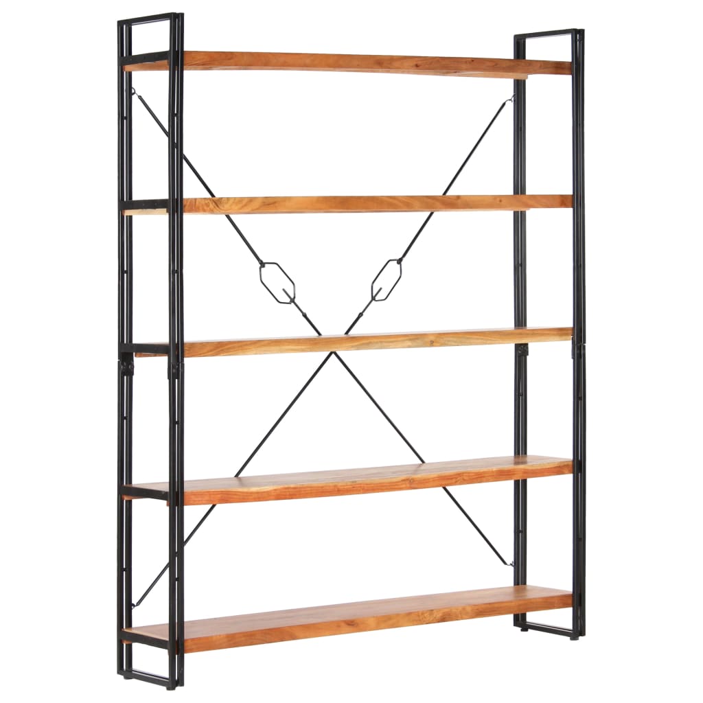 5-Tier Bookcase 140x30x180 cm Solid Acacia Wood - OLBRIT