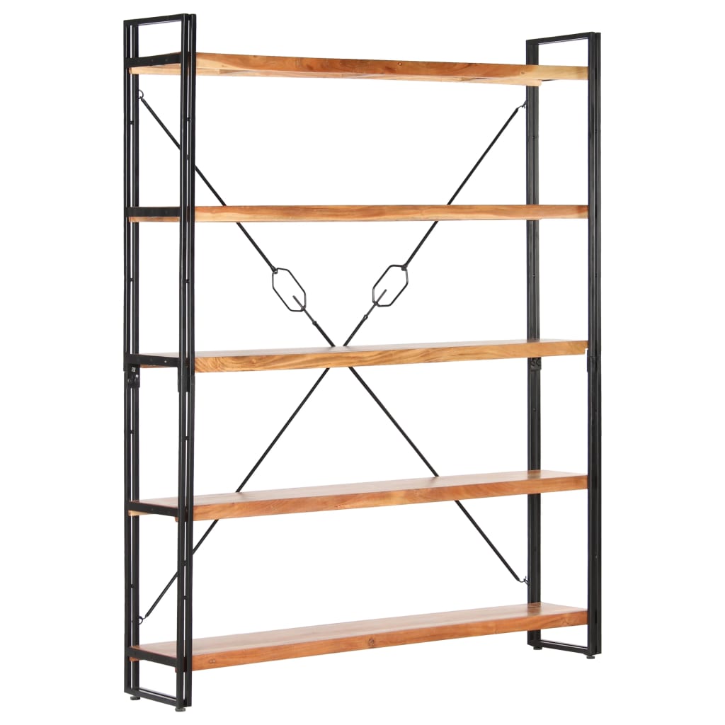 5-Tier Bookcase 140x30x180 cm Solid Acacia Wood - OLBRIT