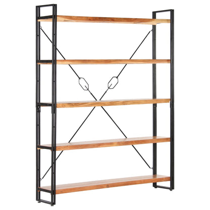 5-Tier Bookcase 140x30x180 cm Solid Acacia Wood - OLBRIT